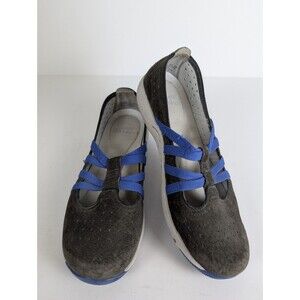 Dansko Hope Mary Jane Womens 7 Gray Blue Suede Leather Perforated Slip-On Shoes